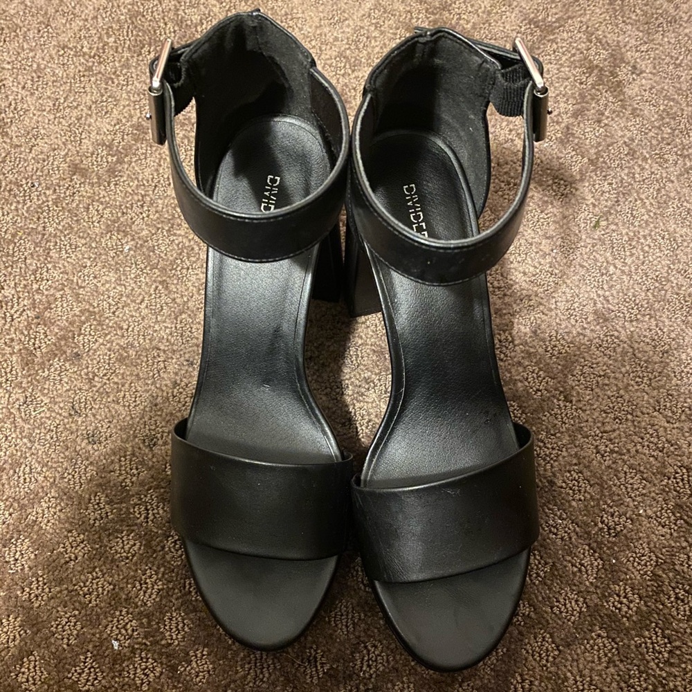 Black Leather Heels from Divided